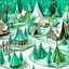 Placeholder: A mint colored snow covered Viking village festival designed in Japanese origami painted by Henri Rousseau