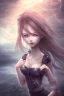 Placeholder: 3d Anime beautiful girl in stormy surrounding