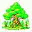 Placeholder: woods pine tree RPG MMO hotkey ability icon painterly