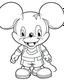 Placeholder: outline art for Cute Kawaii Mickey Mouse coloring page, Japanese manga style, cartoon style, cute face, white background sketch style, full body is a must, only use outline, clean line art, no shadow, bold outline