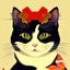 Placeholder: Ukiyo-e Style ,cute cat, with full details, full HD