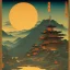 Placeholder: Ukiyo-e, mountains, sun