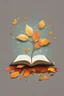 Placeholder: square logo , landscape with leaf fall, flying leaves in the book