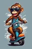 Placeholder: Monkey riding on a scooter making a wheelie with sunglasses on, cartoonize, logo