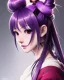 Placeholder: Detailed cute anime Kunoichi girl, purple hair buns, purple bangs, Christmas clothing, intricate details, full body portrait, keep head in frame, slight smile, black Japanese motif, concept art, highly detailed, digital painting, concept art, sharp focus, illustration, art by Yoji Shinkawa, WLOP and greg rutkowski and alphonse mucha and artgerm and yanjun Chen and Junji ito and Makoto Shinkai, HDR, octane render