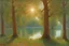 Placeholder: sunny day, lake, trees, sci-fi, trascendent, cosmic influence, friedrich eckenfelder and hans am ende impressionism paintings