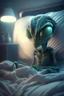 Placeholder: Alien sitting in bed, HD, octane render, 8k resolution