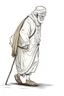 Placeholder: "Draw an old person wearing traditional Arab clothes, hunched back, and walking with a cane."