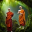 Placeholder: Buddhist monk in a jungle, hyper realistic, photography, rays, amazing lighting