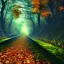 Placeholder: fall forest subway fallen tree leaves , very beautiful environment and sky