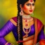 Placeholder: Full body portrait, painting, medium shot lady Romano-Indian art