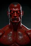 Placeholder: a stronge man by gary frank 4k red skin and stronge body with red eyes and wear a black clock