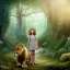 Placeholder: Chronicles of Narnia, young girl and majestic lion on wooded forest path, girl with flower crown on head, 8k resolution, high-quality, fine-detail, intricate, digital art, detailed matte, volumetric lighting, illustration, 3D octane render, brian froud, howard lyon, selina french, anna dittmann, annie stokes, lisa parker, greg rutowski,