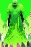 Placeholder: Terrifying image of a slime person dnd artstyle, Towering over a helpless party of heros