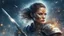 Placeholder: Woman warrior, weapons, digital painting, double exposure, highlights, sparkles, clear lines, detail, fine rendering, high resolution, 4K, photorealism, precise focus,