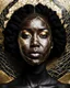 Placeholder: a beautiful black woman face made of kintsugi seam