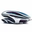 Placeholder: Modern futuristic autobús in cartoon Zaha Hadid style on white background, png, high resolution, highly detailed texture. By drone