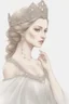 Placeholder: The enchanting queen, radiating grace and elegance. She would wear a flowing gown made of silk and adorned with delicate lace and pearls. Her crown would be a delicate tiara, embellished with sparkling gems.