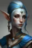 Placeholder: female half elf with blue skin