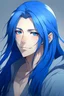 Placeholder: guy anime character with long darkblue hair