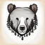 Placeholder: M shaped bear head combined with woods silhouette in backround, letterpress style, minimalistic pencil art