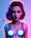 Placeholder: Artist, young madonna, android woman, glow iris, piercings, sweet, long hair, white skin, long eyeliner, glow pink cheeks, glossy lips, color leds lights, cables, short hair, circuits, cyberpunk, latex coat, cyber punk, neon, portrait, studio photo, unreal engine 5, soft color, 16 bit, god lights, ray tracing, RTX, lumen lighting, ultra deatail, volumetric lighting, 3d, finely drawn, hd.