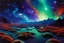 Placeholder: Colorful galaxies and landscapes in space, 1990s grainy film, fluorescent