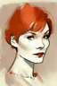 Placeholder: A woman with short red hair sketch