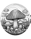 Placeholder: mushroom world minimalistic landscape. line art, background, vector, svg, coloring book page style, black outline on white background