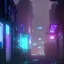 Placeholder: cyberpunk slums base houses scifi alleyway neon lights