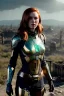 Placeholder: ultrarealistic, ruined city,__skimpy sci-fi armor__, __angles__, 18 year old woman, strikingly beautiful,ginger hair, _colour_, [__starlets__|__starlets__], (pale __skincolor__ skin:1.2), __camera__, _hair_, detailed face and eyes, medium breasts, leather choker, freckles, dynamic pose, resolved expression, __accessory__, strappy outfit, (straps:1.1), sword in scabard on left hip, (buckles, buttons, snaps, rings:1.0), haltertop style breastplate, detailed eyes, plump lips, sci-fi theme