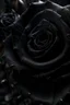 Placeholder: Abstract Close up of a black rose, inside the rose is a faint image of a beautiful woman, highly realistic, Gothic, sad, 8k quality, abstract background