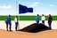 Placeholder: French flag near people talking about soil strategy