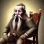 Placeholder: Vieux monsieur, nain, moustache, pas de barbe, cheveux courts, homme endormi sur chaise, biere en main