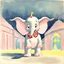 Placeholder: 1940s animation art of Dumbo, a baby circus elephant with abnormally large ears that allows him to fly, surreal scene, pink parade of elephants, conceptual art, watercolor paint, early salt disney animation, hand drawn, modernist cute, Mary Blair, Harold Pearl, over exaggerated cartoonist