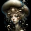 Placeholder: Beautiful rococo mushroom fairy, detailed eyes, realistic features, hq, fungi, celestial, moon, galaxy, stars, by Salvador Dalí, giger, Hieronymus Bosch, victo ngai, fungi, celestial, Ryan Hewett