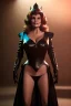 Placeholder: Raquel Welch as evil queen in black leather gown, angry, busty, curvey, cleavage, unreal 5, octane render, cinema4d, dynamic lighting, dramatic lighting, 4k, redshift render, highly detailed, hyper realistic