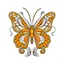 Placeholder: Vector illustration of an abstract butterfly outline icon isolated on white. Tawny Orange Monarch Butterfly design hand drawn daisies positive quote flower design margarita mariposa stationery EPS, humorous style, each letter in the text showed in different colorsv0.2