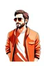 Placeholder: an animated style realistic stylish modern italian man on white background