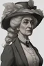 Placeholder: warm but stern aunty victorian era, posh british accent influenced, high born facial features dnd character on a solid black background, full body image, high quality realistic.