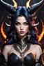 Placeholder: Beautiful woman, 8k, anime style, demon horns, succubus, apocalypse, intricate details, highly detailed, high details, detailed portrait, masterpiece, ultra detailed, ultra quality