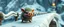 Placeholder: fast and clever cute little evil moss pig named yutt, on icy bridge, motion blur, standing by the guard rails, fantasy 3d realm