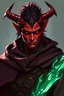 Placeholder: Generate a Dungeons and Dragons character portrait for a male tiefling wizard, young, red skin