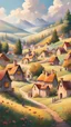 Placeholder: The screen opens to a picturesque village nestled amidst rolling hills and colorful meadows, we see quaint houses with smoke curling from chimneys and children playing in the streets