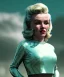 Placeholder: Ultra Realistic retro sci-fi 1960 scene, waist up view portrait, blonde woman, sweet young Marilyn Monroe face, perfect iris, tight latex coat, Strange planet background, Retro sci-fi style glass helmet, sphere dron, fog, rain, soft color, highly detailed, unreal engine 5, ray tracing, RTX, lumen lighting, ultra detail, volumetric lighting, 3d, finely drawn, high definition, high resolution.