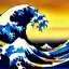 Placeholder: The Great Wave off Kangawa,beach, lighthouse,rocks,mount fuji, by Van Gogh 8k