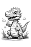 Placeholder: cute Dinosaur eating cakes black and white