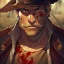 Placeholder: Clear focus, High resolution, max detail, Portrait, bearded, Gunslinger, Cowboy, cowboy hat, serious face, Blood Splatter