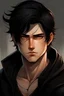Placeholder: hero, black hair, black clothe, male, brown eyes