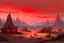 Placeholder: painting, landscape, artistic, illustration, artstation, black desert, pale red sky, large camp, vereshagin style